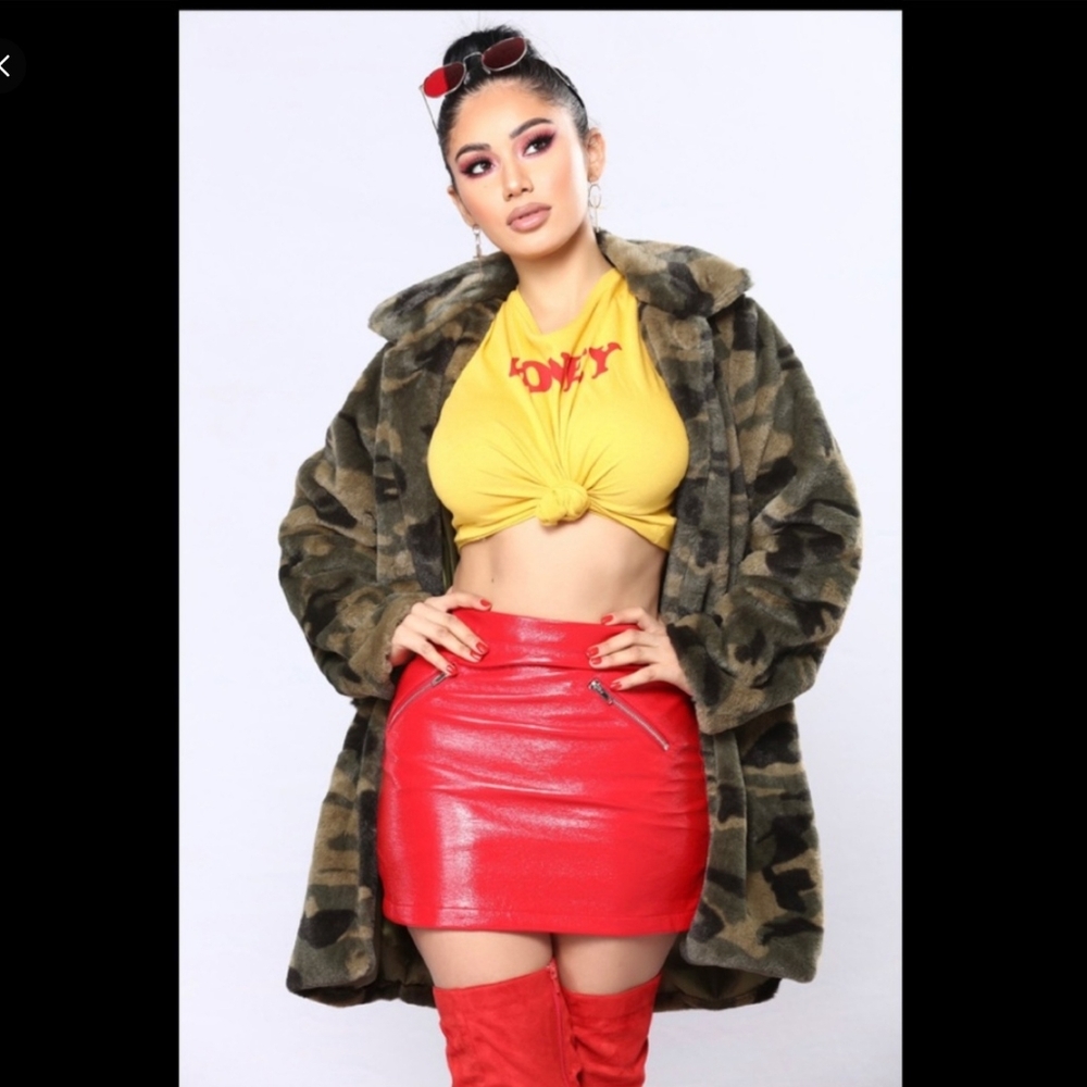 Fashion Nova Camo Faux Fur Coat Size Large